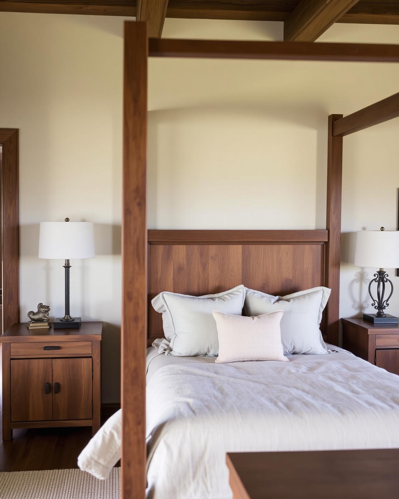 Solid wood four-poster bedroom